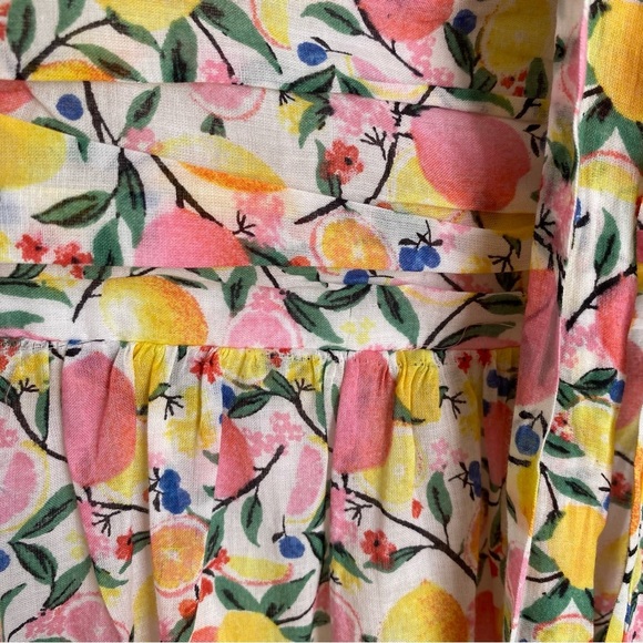 AQUA lemon print cotton smocked strapless midi dress XL - Picture 5 of 8